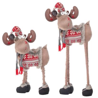 Figurina decorativa ren de Craciun cu picioare telescopice, 84-124 cm