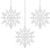 Decoratiune pentru brad fulg de zapada alb cu sclipici, set 3 bucati, 12 cm