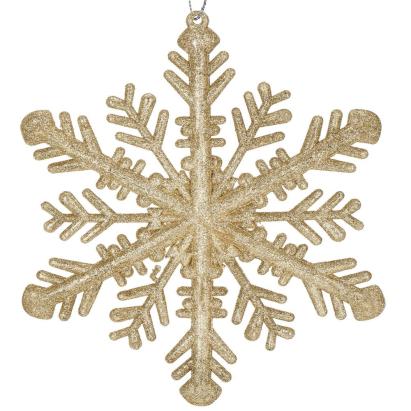 Decoratiune pentru brad fulg de zapada, 30 cm, auriu cu sclipici
