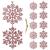 Set 12 decoratiuni brad fulg de zapada roz cu sclipici, 10 cm