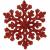 Set 8 decorațiuni pentru brad, fulg de zăpadă roșu cu sclipici, 8 cm