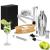 Set cocktail shaker pentru barmani 550 ml, 11 piese, suport din bambus