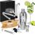 Set cocktail shaker pentru barmani 550 ml, 11 piese, suport din bambus