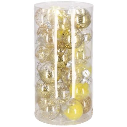 Set globuri de Crăciun 30 bucăți, 7 cm, transparente și aurii, incasabile