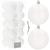 Set 20 globuri de Craciun albe mate, 8 cm, din plastic incasabil
