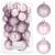 Set 30 globuri de Craciun roz, 3 modele, 4/5/6 cm, incasabile