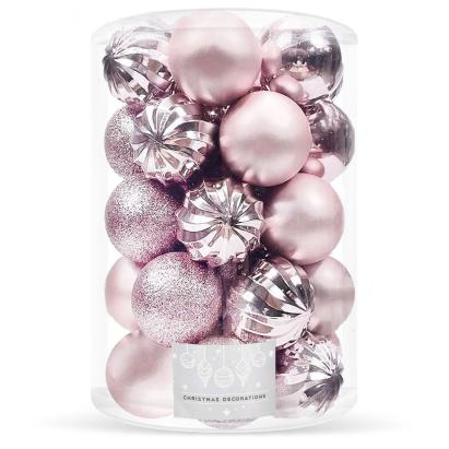 Set globuri de Craciun roz, 20 piese, 5 modele, 6 cm, incasabile