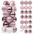 Set 20 globuri de Craciun roz, 4 cm, 3 finisaje, incasabile