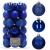Set 30 globuri de Craciun albastre, 3 modele, 6 cm, din plastic incasabil