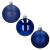 Set 30 globuri de Craciun albastre, 3 modele, 6 cm, din plastic incasabil