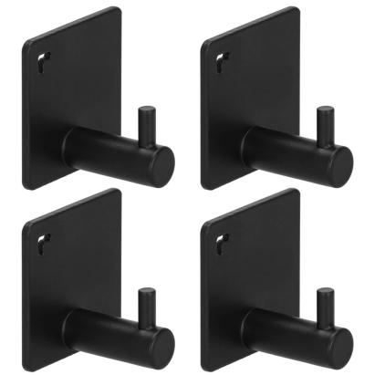 Set 4 agatatori pentru baie din aluminiu negru mat, cu adeziv 3M