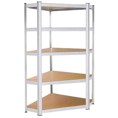 Raft de colț metalic modular pentru depozitare, 5 polițe, 875 kg