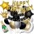 Set baloane Happy Birthday 53 piese pentru aniversare, auriu-negru-argintiu