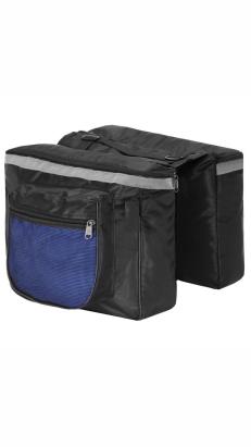 Geanta dubla pentru portbagaj bicicleta, 15L, reflectorizanta, negru-albastru