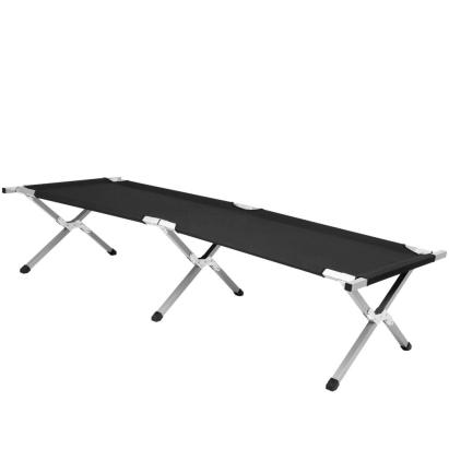 Pat pliant de camping cu structura metalica, 190x74x42 cm, 150 kg, negru
