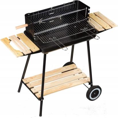 Gratar pe carbuni cu rotisor, rafturi laterale si inaltime reglabila 104x88x45 cm