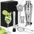 Set cocktail shaker pentru barmani, 550 ml, 8 piese, inox argintiu