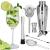 Set cocktail shaker pentru barmani, 550 ml, 8 piese, inox argintiu