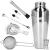 Set cocktail shaker pentru barmani, 550 ml, 8 piese, inox argintiu
