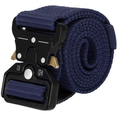 Curea tactica pentru barbati, nailon rezistent, 3,5 x 125 cm, albastru inchis
