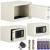 Seif electronic din otel cu cifru si cheie, 30x20x20 cm, bej