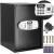 Seif electronic din otel cu cifru si cheie, negru, 50x35x36 cm