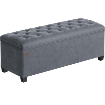 Banca de depozitare Songmics 103L, catifea gri, 110x40x40 cm