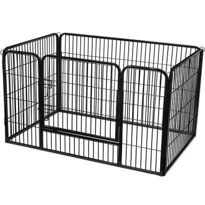 Tarc pentru câini FEANDREA XXL din fier, cu ușă de acces, 122x80x70 cm, negru