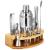 Set cocktail shaker pentru barmani 750 ml, 12 piese, suport din bambus