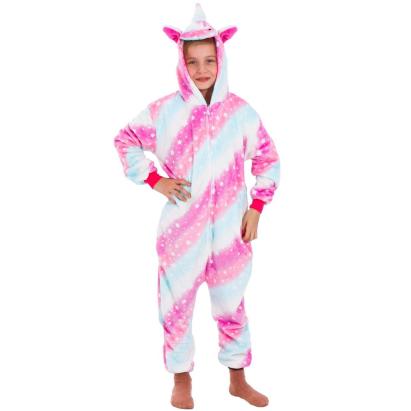 Pijama salopeta unicorn pentru copii, pufoasa, 130-140 cm