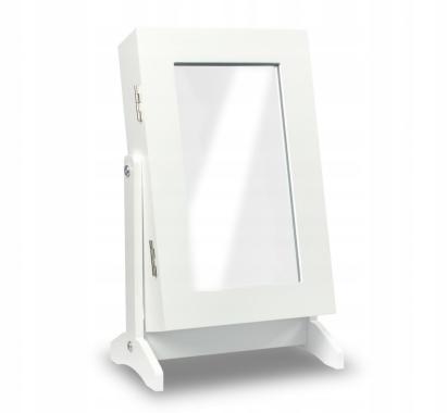 Dulapior de bijuterii cu oglinda si suport, alb, 21x36x15 cm