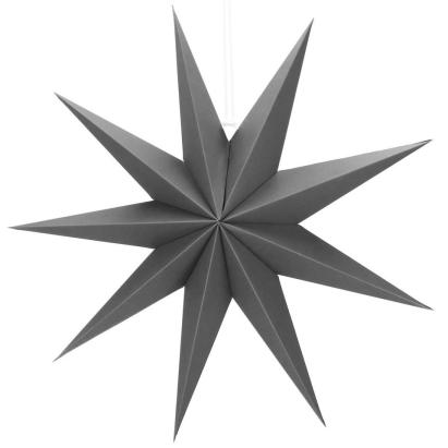 Stea decorativă 3D din hârtie, 9 colțuri, 60 cm, argintie