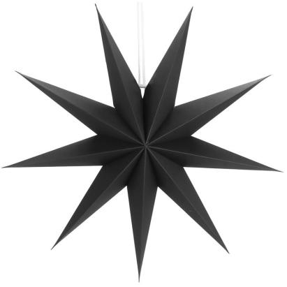 Stea decorativa 3D din hartie, 9 colturi, 60 cm, neagra