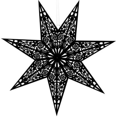 Stea decorativă 3D ajurată din hârtie și pâslă, 50 cm, neagră