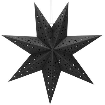 Stea decorativa 3D din hartie ajurata, 50 cm, neagra, pliabila