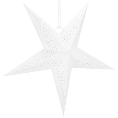 Stea decorativa 3D din hartie ajurata alba, 60 cm, pentru interior