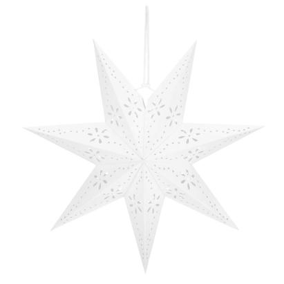 Stea decorativa 3D din hartie ajurata alba, 50 cm, pentru interior