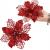 Set 10 ornamente de Craciun Poinsettia visiniu, 16 cm, cu clema