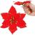 Set 10 ornamente brad Craciun Poinsettia 13 cm, rosu cu sclipici