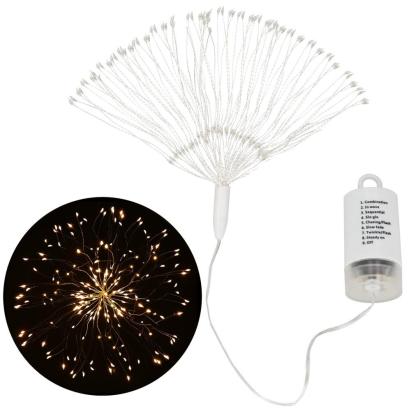 Instalatie decorativa stea cu 100 LED-uri, 30 cm, pe baterii, lumina galbena