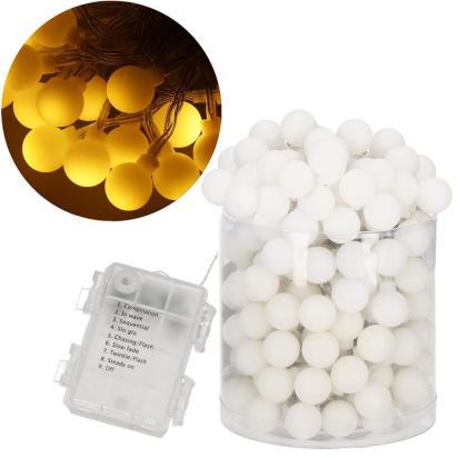 Instalatie luminoasa cu bile pentru gradina, 7,5 m, 50 LED, pe baterii