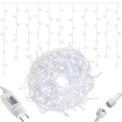 Ghirlandă luminoasă tip perdea 300 LED, 12 m, alb rece, flash, interior/exterior