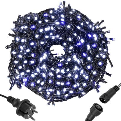 Instalatie pentru brad de Craciun, 300 LED-uri flash albastre, 25,5 m