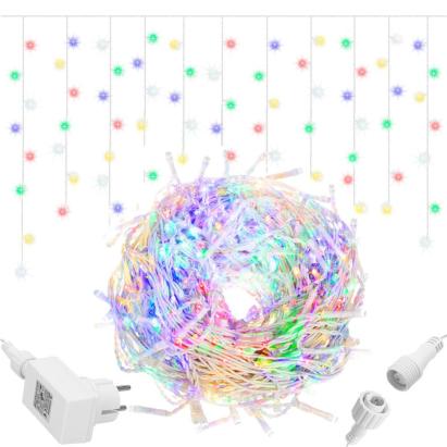 Ghirlandă luminoasă tip perdea cu flash, 500 LED, 20 m, multicolor
