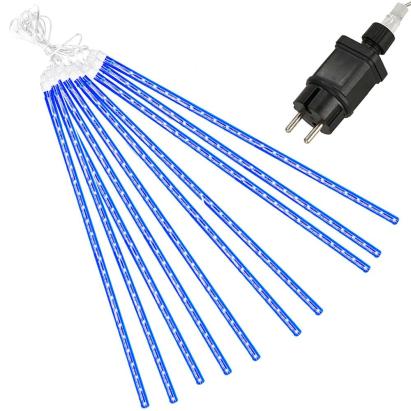 Instalatie de Craciun cu 10 tuburi, 480 LED, efect meteoriti, albastru