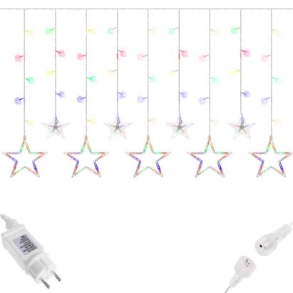 Ghirlandă luminoasă tip perdea cu steluțe, 138 LED multicolor, 2 m