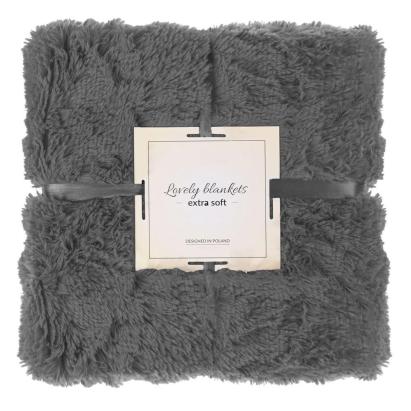 Patura pufoasa dubla fata pentru 2 persoane, 200x220 cm, gri