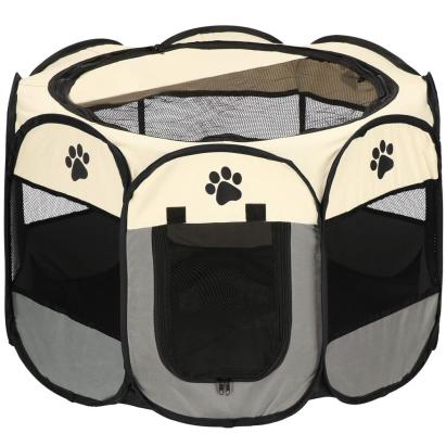 Tarc pliabil pentru animale de companie, 73 cm, gri-crem, textil