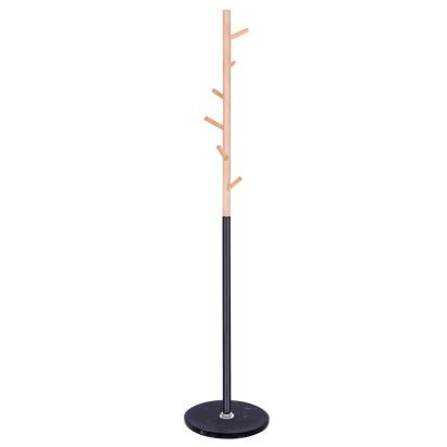 Cuier tip pom Sersimo din metal, 6 agatatori, 180 cm, negru cu aspect lemn
