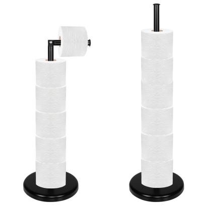 Suport pentru hartie igienica 2 in 1 cu tija mobila, 68,5 cm, negru